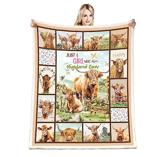 Belperan Highland Cow Print Blanket and Throws Cute Farm Animal Cow Gifts Throw Blankets Soft Cozy Plush Warm Bedding Blanket for Girls Kids Adults Couch Travel - Image 2